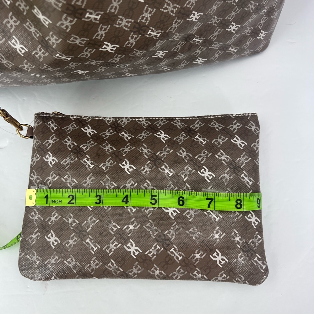 SAM EDELMAN HARPER MONOGRAM SHOPPER TOTE WITH SMALL POUCH, TAUPE COLOR - Picture 17 of 17